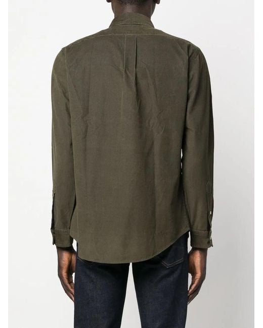 Polo Ralph Lauren Green Corduroy Embroidered-Logo Cotton Shirt for men