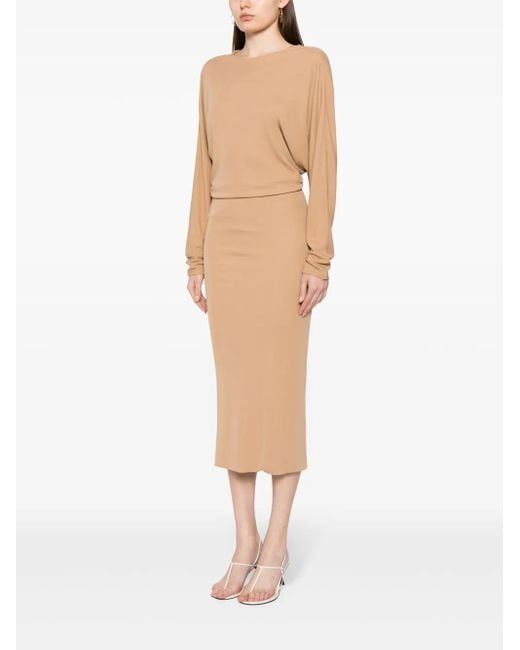Khaite Natural The Trina Open-Back Midi Dress