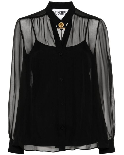 Blusa con cierre de barra en T Moschino de color Black