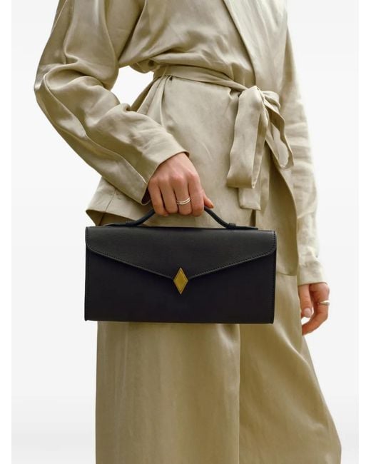 Metier Black Edge Diamond-Embellishment Clutch Bag