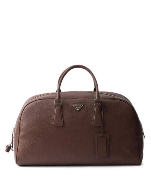 Prada Brown Leather Duffle Bag