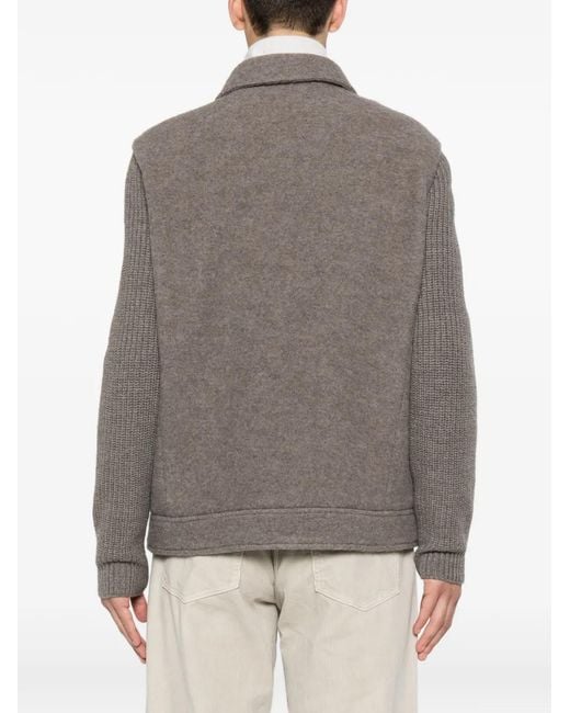 Eleventy Gray Knit-Sleeves Jacket for men