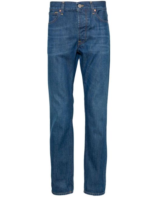 Tela Genova Katoenen Jeans Met Toelopende Pijpen in het Blue voor heren