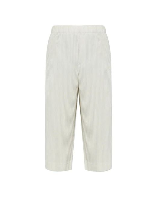 Homme Plissé Issey Miyake White Pleated Trousers for men