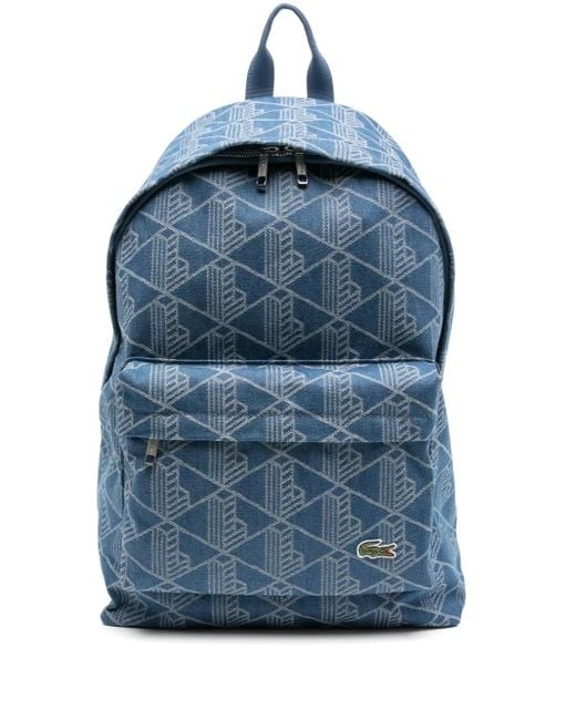 Zaino Con Effetto Jacquard di Lacoste in Blue da Uomo