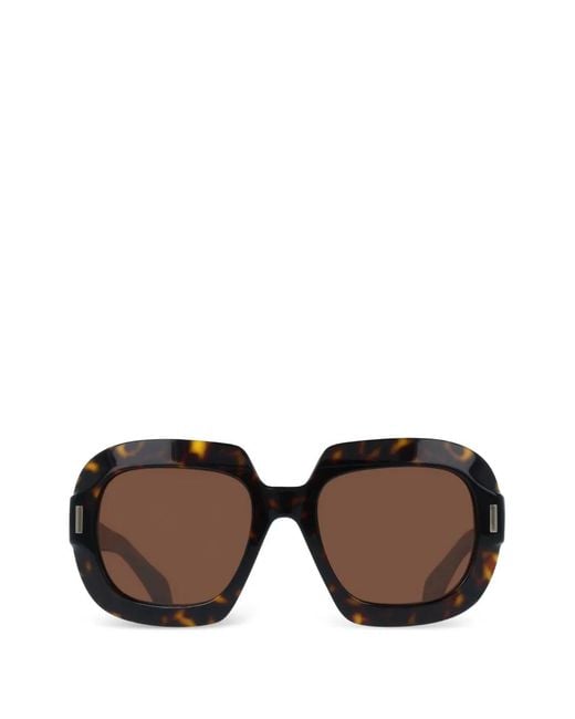 Ferragamo Brown Tortoiseshell-Effect Square-Frame Sunglasses