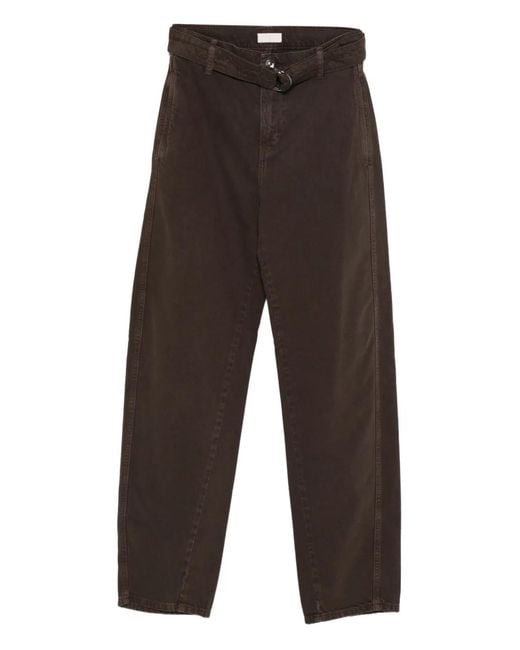 Liu Jo Brown Belted-Waist Side-Pocket Trousers