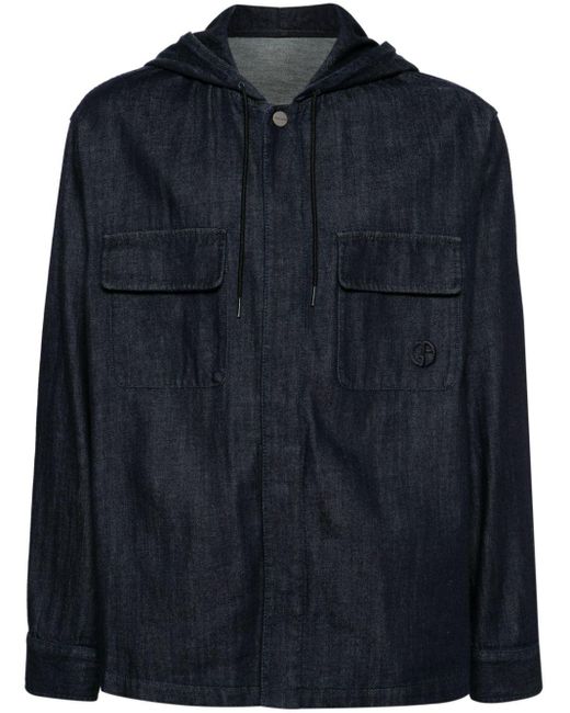 Veste en jean à capuche Giorgio Armani pour homme en coloris Blue