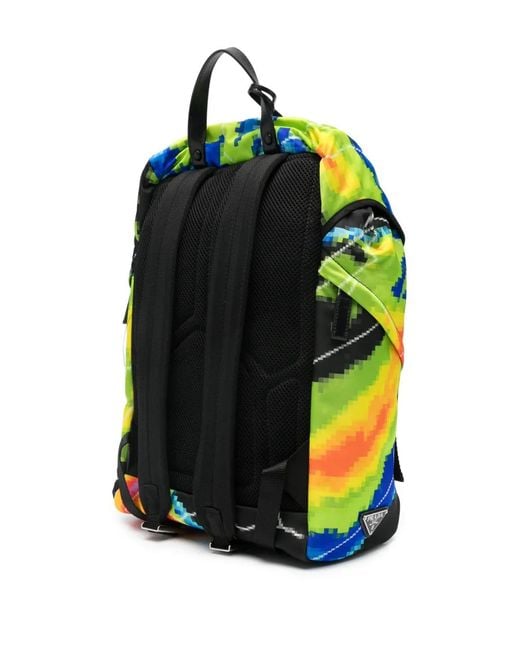 Prada Blue Pixel-Print Backpack for men