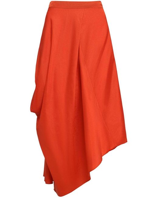 UMA | Raquel Davidowicz Orange Asymmetric Midi Skirt