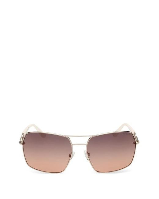 Guess Pink Chain-Link Rectangle-Frame Sunglasses