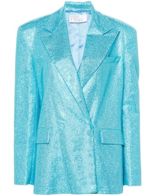 GIUSEPPE DI MORABITO Blue Rhinestone-Embellished Double-Breasted Blazer