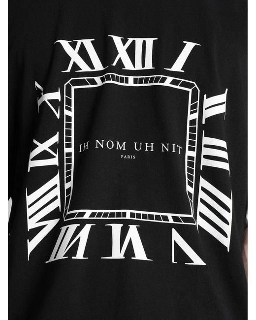 Ih Nom Uh Nit Black Logo-Print Cotton T-Shirt for men