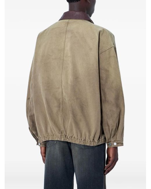 Ssstein Natural Contrast-Collar Patch-Pocket Jacket for men
