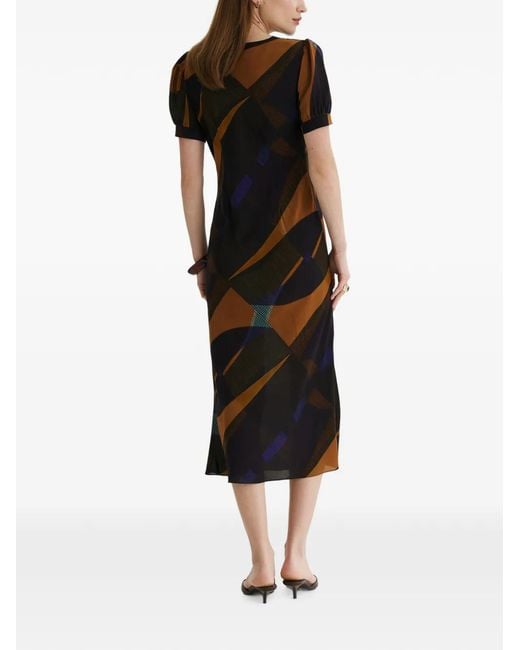 Framboise Black Brodie Abstract-Print Midi Dress