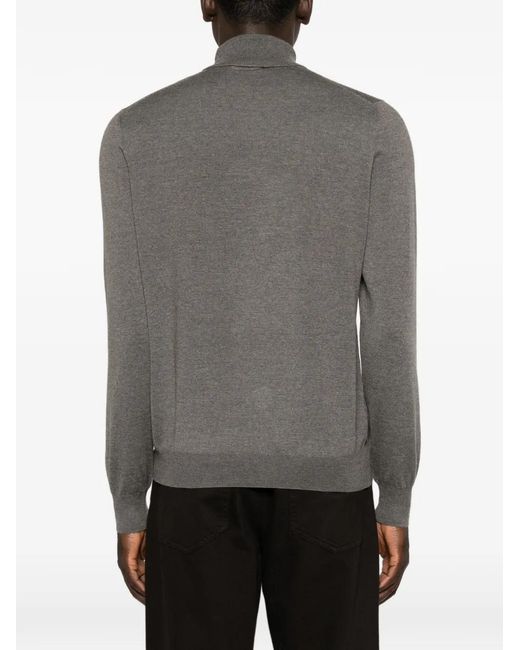 Gran Sasso Gray Roll-Neck Wool Sweater for men