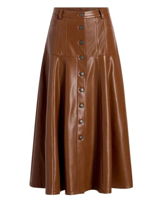 Cinq À Sept Brown Veena Button Midi Skirt