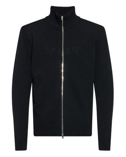 Vetements Black Ribbed Zip-Up Cardigan for men