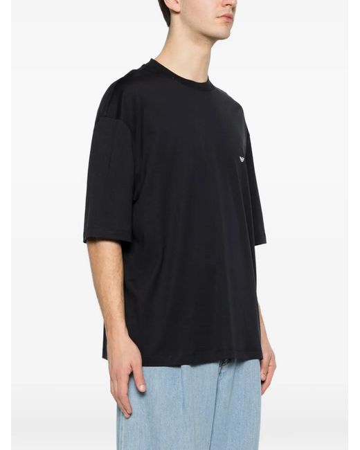 Emporio Armani Black Crew Neck T-Shirt With Logo Print for men