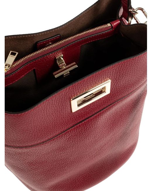 Furla Red M Amelia Twist-Lock Leather Tote Bag