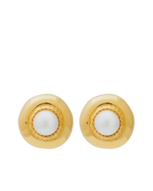Kenneth Jay Lane Metallic Pearl-Detailing Earrings