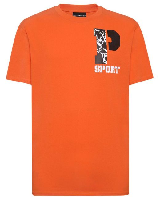 Camiseta con logo estampado Philipp Plein de hombre de color Orange