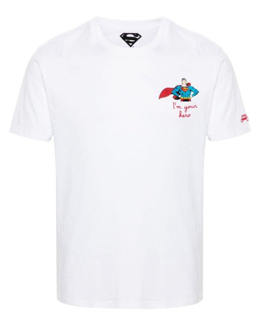 Mc2 Saint Barth White X Superman Embroidered-motif T-shirt for men