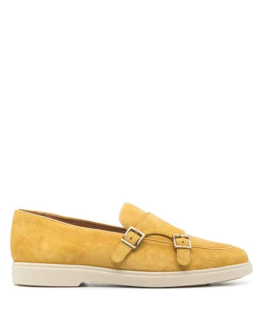 Santoni Yellow Rubber-sole Monk Shoes