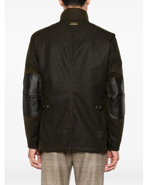 Barbour Black Waxed Elbow-Patch Coat for men