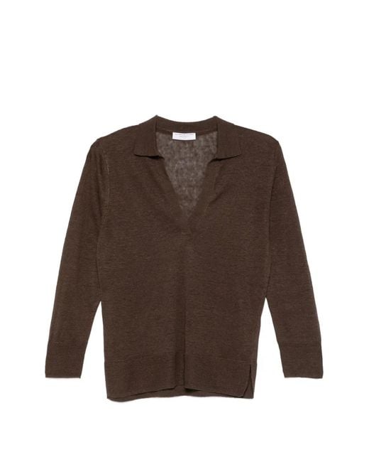 Majestic Filatures Brown Collared Sweater