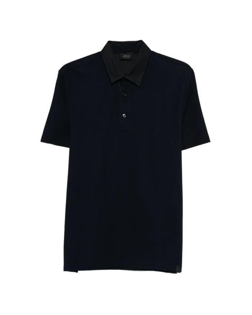 Brioni Black Contrast-Collar Polo Shirt for men