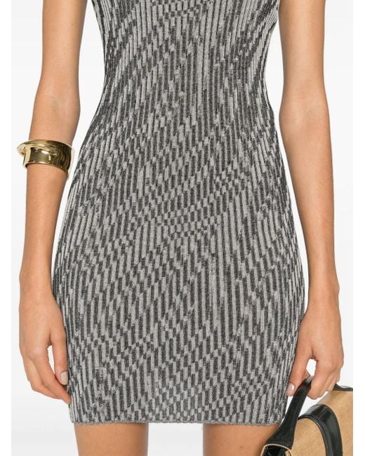 Robe Courte À Motif Zébré En Jacquard Jacquemus en coloris Gray