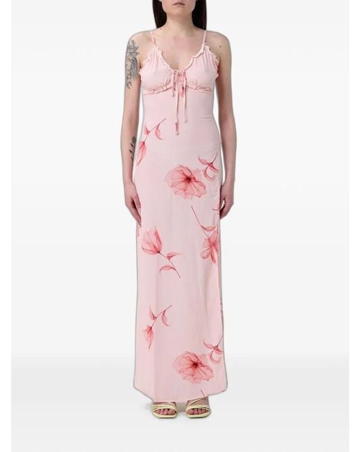 Mar De Margaritas Pink Floral-Print Ruffled Dress