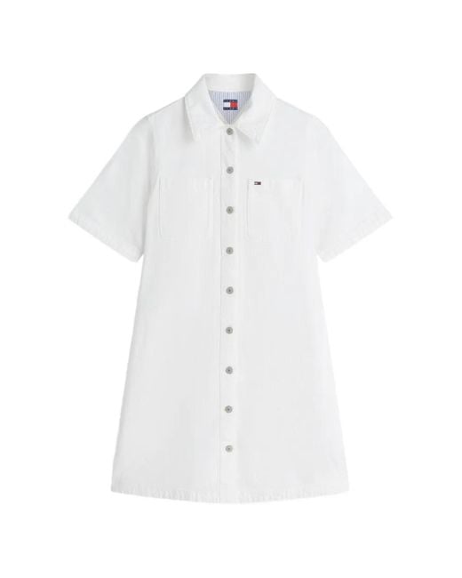 Tommy Hilfiger White Button-Up Short-Sleeve Mini Dress