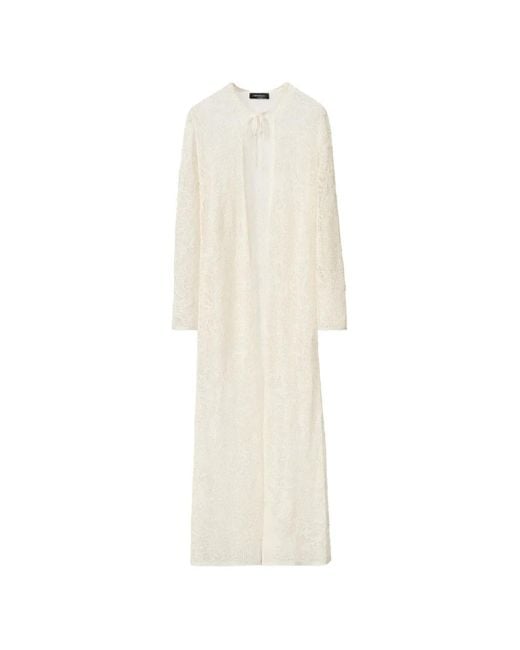 Fabiana Filippi White Long-Sleeve Tie-Neck Cardi-Coat