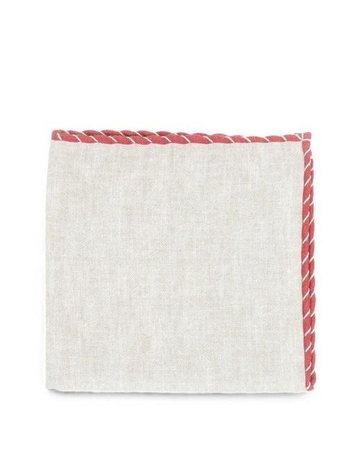 Eleventy White Contrast-Trim Pocket Square for men