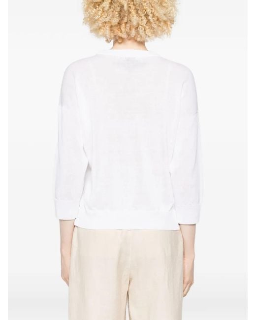 Peserico White Crew-Neck Sweater