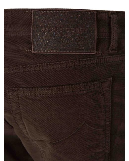 Jacob Cohen Gray Corduroy-Effect Five-Pocket Jeans for men