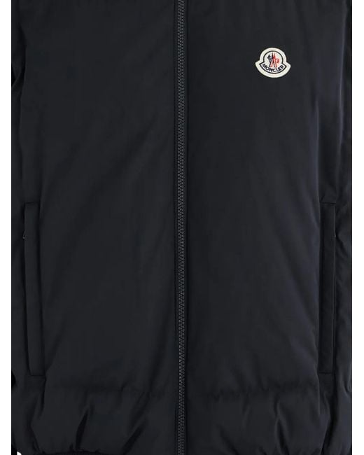 Moncler Blue Taku Logo-Patch Bomber Jacket for men