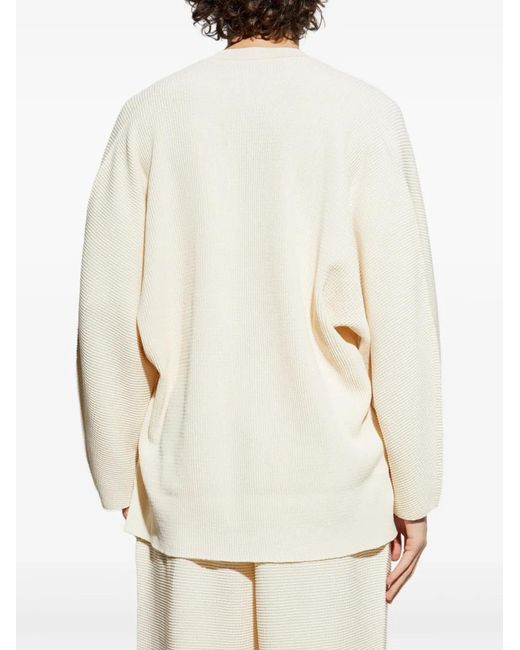 Homme Plissé Issey Miyake White Cotton Sweater for men