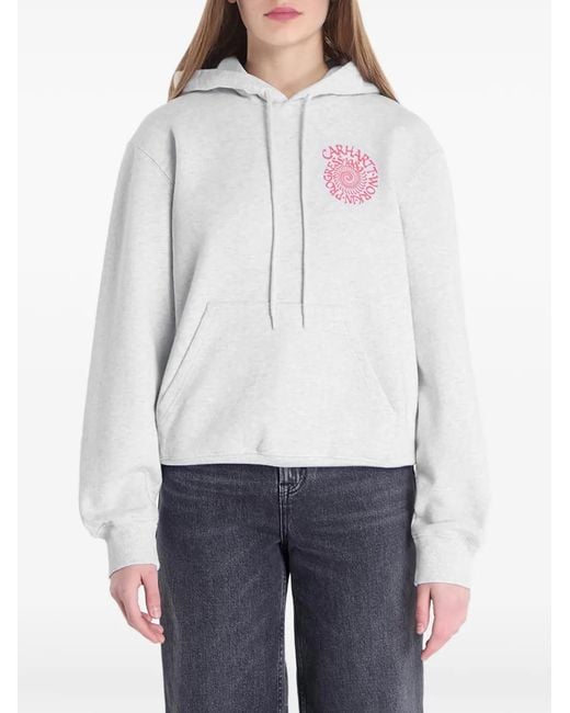 Carhartt White Logo-Print Drawstring Hoodie