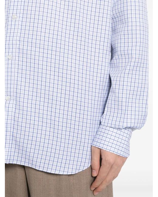 Luciano Barbera White Check-Print Button-Down Shirt for men