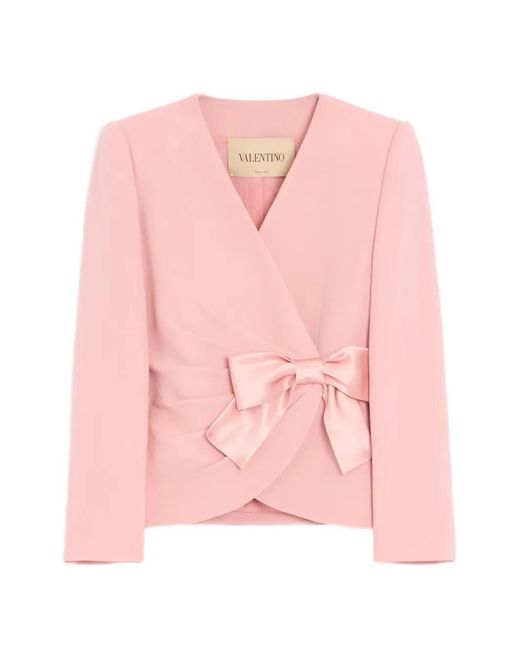 Valentino Garavani Pink Wool Crepe Jacket With Contrasting Bow