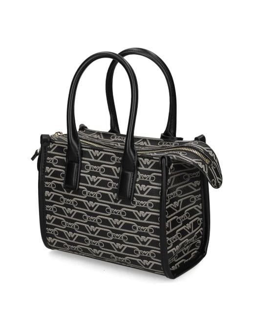 Emporio Armani Black Monogram-Patterned Mini Bag