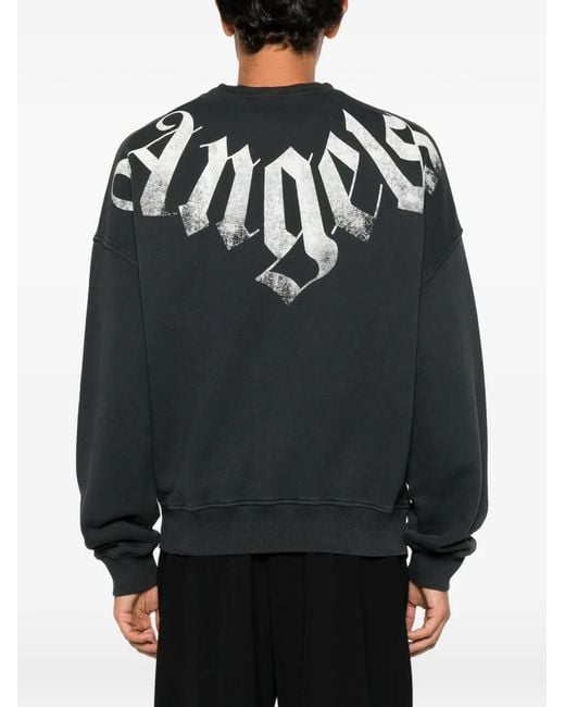 Palm Angels Black Big Neck Logo Printed Sweatshirt for men