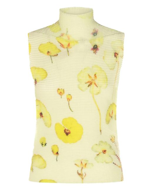 Issey Miyake Yellow Pressed Flora Pleats Top