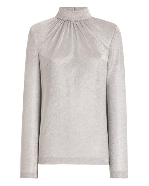 Dolce & Gabbana White Lamé Jersey Top