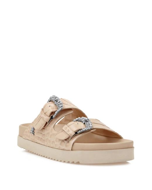 Philipp Plein Multicolor Crocodile-Effect Leather Sandals