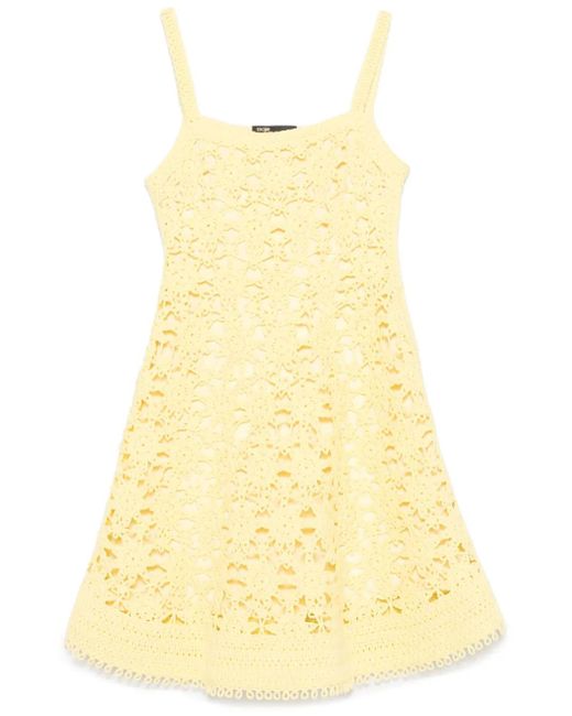 Maje Yellow Crochet-Knit Dress