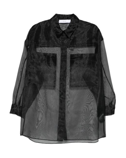 IRO Black Sheer Panelled Shirt